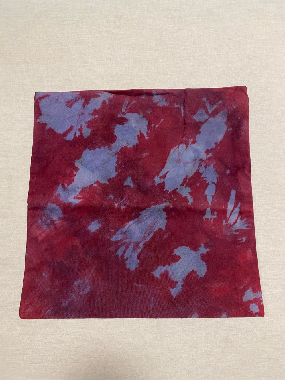 Custom Tie-Dye Pillow Cover in Burgundy and Lavender